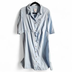 Maternity Light Blue Button-Front Shirt Dress